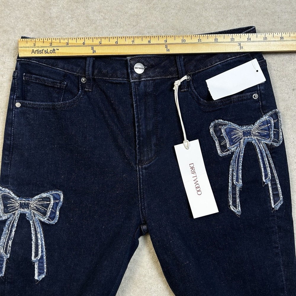 Driftwood Farrah Embroidered Flare Jeans Women's 28x32.5 Bows Denim Stretch - Picture 6 of 10